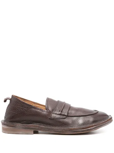 Moma Penny-slot Leather Loafers In Braun