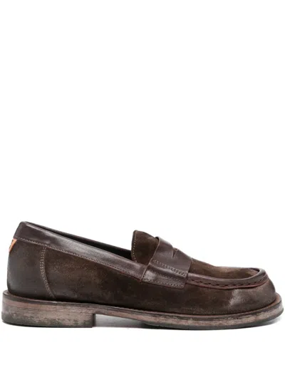 Moma Penny Suede Loafers In Brown