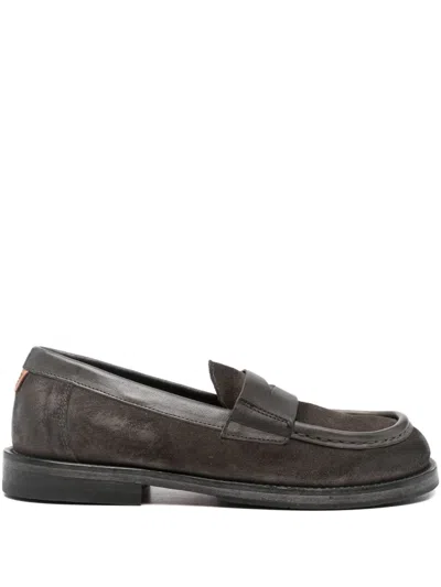 Moma Penny Suede Loafers In Brown