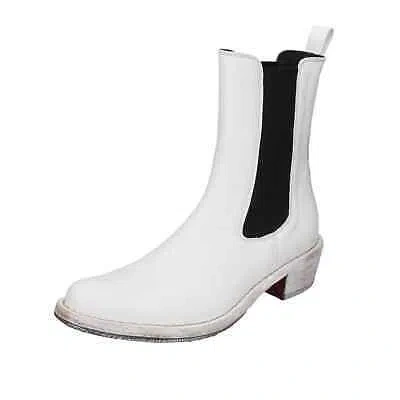 Pre-owned Moma Shoes Women  Ankle Boots White Leather 1cw228-cap Bd489