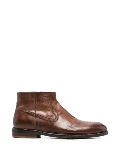 Moma Side-zip Leather Ankle Boots In Brown