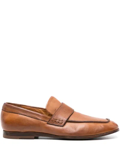 Moma Strap-detail Leather Loafers In Braun