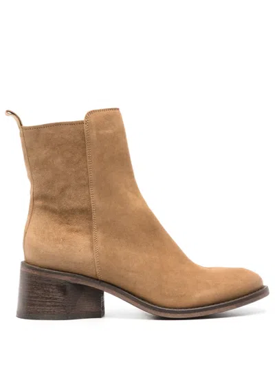 Moma Suede Leather Ankle Boots In Neutrals
