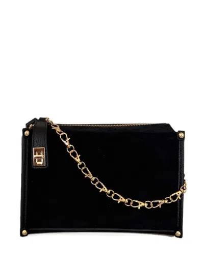 Moma Suede-panelled Grained Leather Shoulder Bag In Black