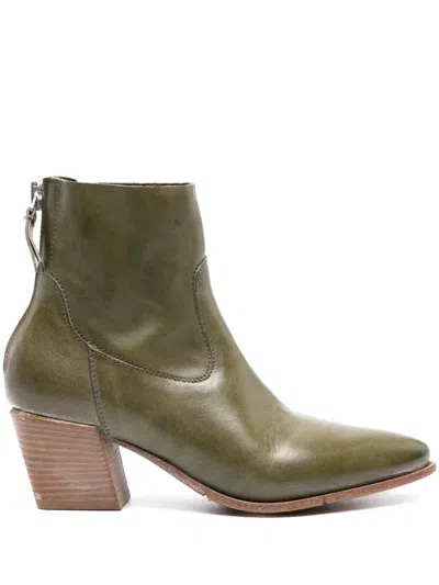 Moma Triumph Leather Boots In Green