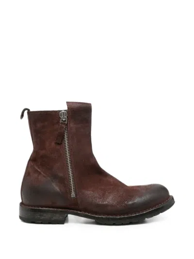 Moma Tuscany Wine Distressed Side-zip Boots In Blue