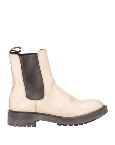 Moma Woman Ankle Boots Beige Size 7 Leather In Pink