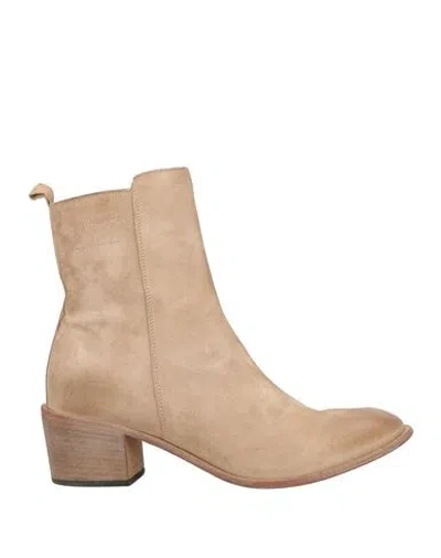 Moma Woman Ankle Boots Beige Size 8 Leather In Neutral
