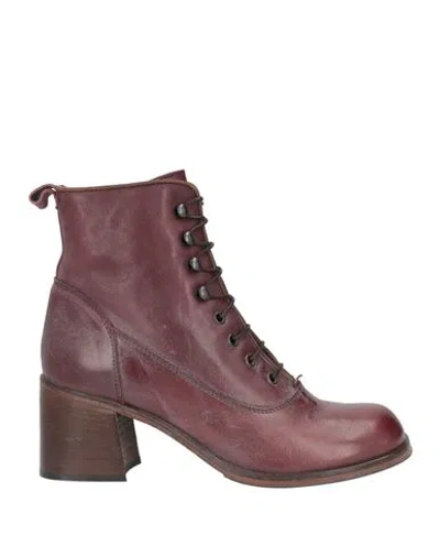 Moma Woman Ankle Boots Burgundy Size 7.5 Leather In Multi
