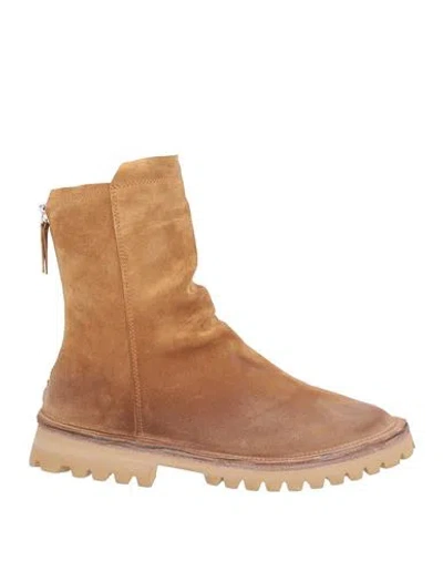 Moma Woman Ankle Boots Camel Size 7 Leather In Brown