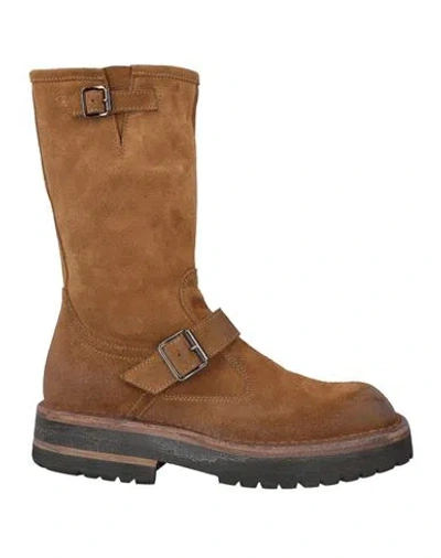 Moma Woman Ankle Boots Camel Size 8 Leather In Beige