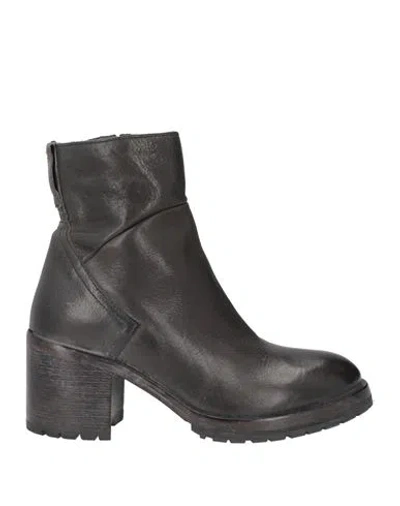 Moma Woman Ankle Boots Charcoal Size 7 Soft Leather In Black