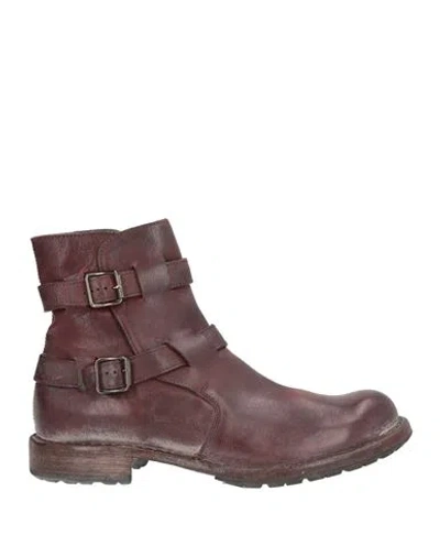 Moma Woman Ankle Boots Chocolate Brown Size 8 Leather In Multi