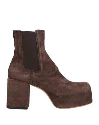 Moma Woman Ankle Boots Dark Brown Size 8 Leather