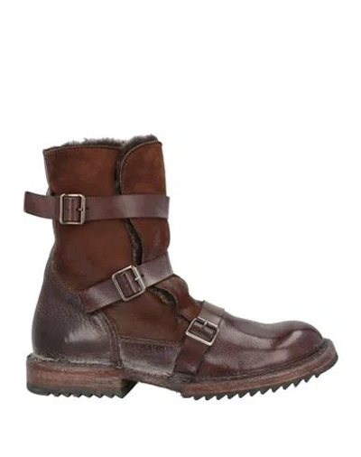 Moma Woman Ankle Boots Dark Brown Size 8 Leather