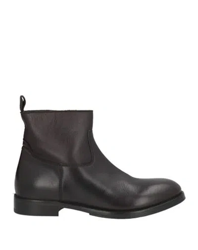 Moma Woman Ankle Boots Dark Brown Size 9 Calfskin In Black