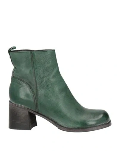Moma Woman Ankle Boots Green Size 11 Leather In Multi