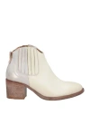 Moma Woman Ankle Boots Ivory Size 10.5 Leather In White
