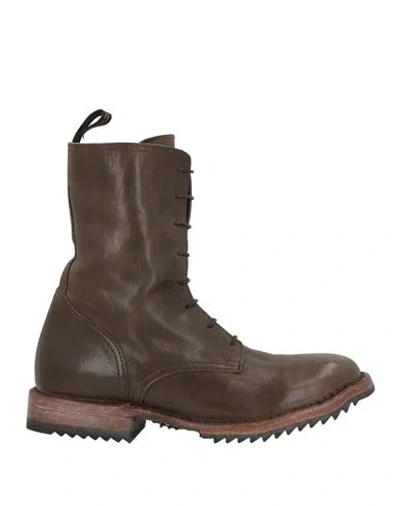 Moma Woman Ankle Boots Khaki Size 8.5 Leather In Beige