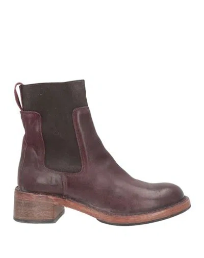 Moma Woman Ankle Boots Plum Size 6 Leather In Brown