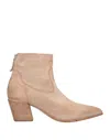 Moma Woman Ankle Boots Sand Size 9 Leather In Beige