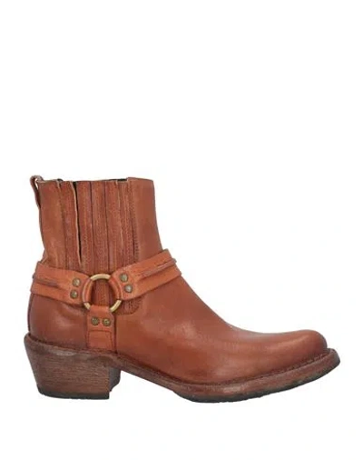 Moma Woman Ankle Boots Tan Size 8 Leather In Brown