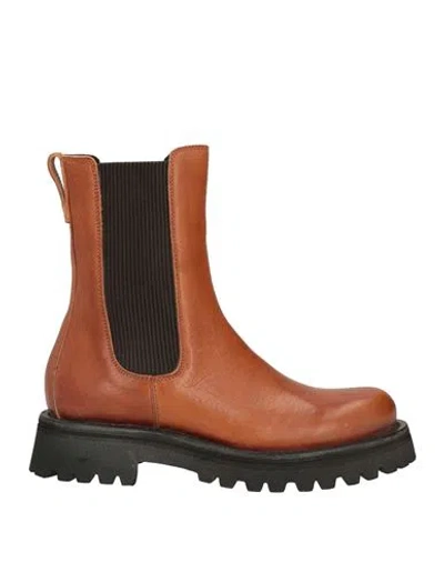 Moma Woman Ankle Boots Tan Size 8 Leather In Brown