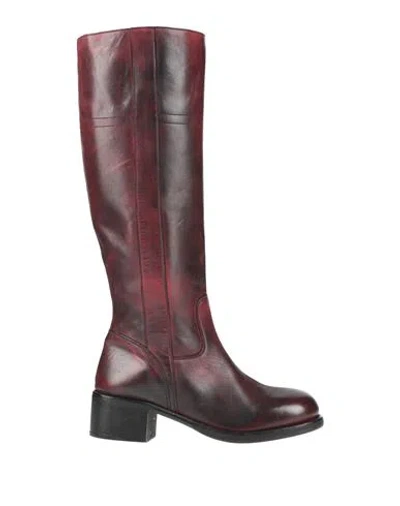 Moma Woman Boot Brick Size 9 Calfskin In Red
