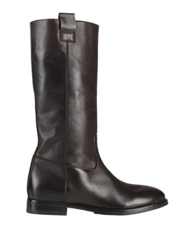 Moma Woman Boot Dark Brown Size 9 Calfskin In Black