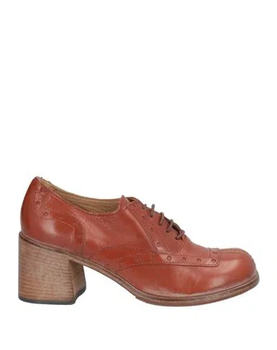 Moma Woman Lace-up Shoes Brown Size 8 Leather