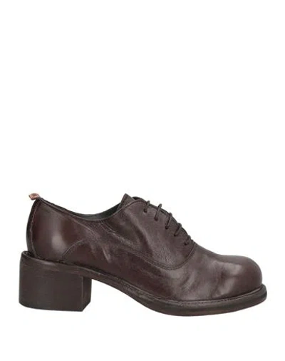 Moma Woman Lace-up Shoes Dark Brown Size 8 Calfskin