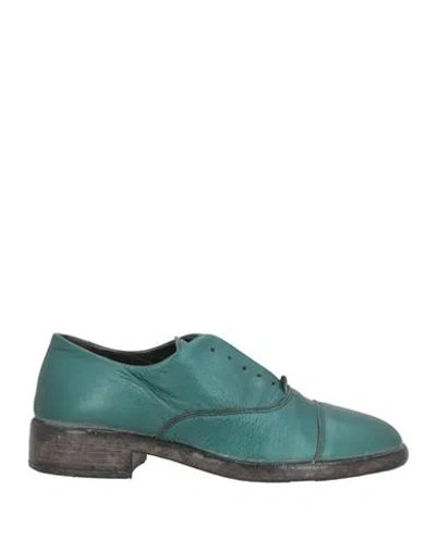 Moma Woman Lace-up Shoes Emerald Green Size 8 Calfskin