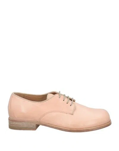 Moma Woman Lace-up Shoes Light Pink Size 8 Leather