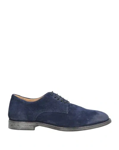 Moma Woman Lace-up Shoes Navy Size 7.5 Leather In Blue