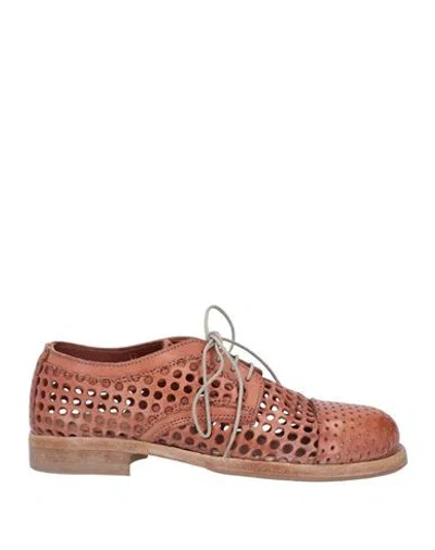 Moma Woman Lace-up Shoes Tan Size 8 Leather In Brown
