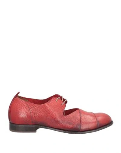Moma Woman Lace-up Shoes Brick Size 8 Calfskin In Red