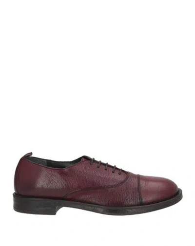 Moma Woman Lace-up Shoes Brick Size 8.5 Leather In Burgundy