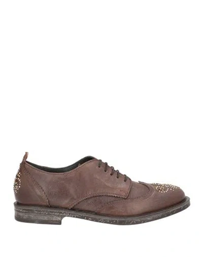 Moma Woman Lace-up Shoes Brown Size 8 Leather