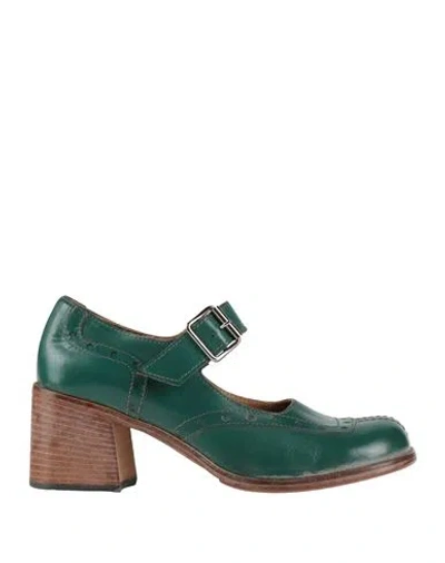 Moma Woman Pumps Emerald Green Size 8 Leather