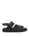 Moma Woman Sandals Black Size 8 Leather In Black