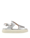 Moma Woman Sandals Silver Size 9 Leather In Silver