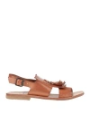 Moma Woman Sandals Tan Size 8 Cowhide In Brown