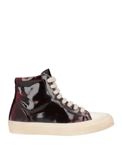 Moma Woman Sneakers Burgundy Size 8 Leather In Black