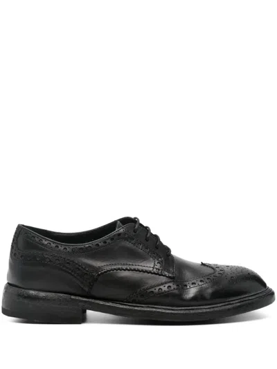 Moma World Leather Brogue Oxford Shoes In Black