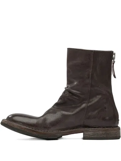 Moma Zip-detail Slouch Ankle Boots In Brown