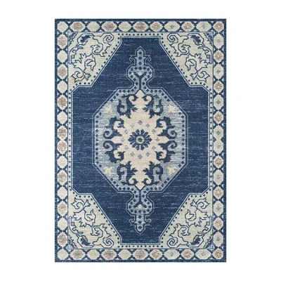 Momeni Anatolia Design No. 2 Medallion Indoor Rectangular Accent Rug In Blue