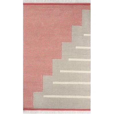 Momeni Flatweave Wool Pink Area Rug In Pink,gray