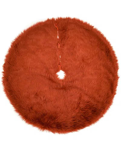 Momeni Furry Tree Skirt Modern Solid Rug In Red