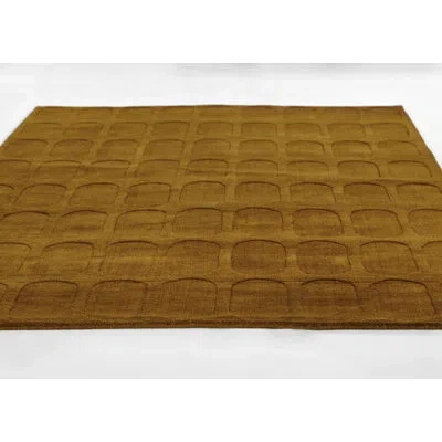 Momeni Mazzi Contour Hand Loomed Wool Geometric Light Olive Area Rug In Mustard