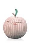 Momiji Apple Large Rattan Storage Basket In Pink